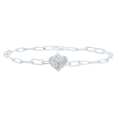 Sterling Silver 1/5 CTW-Natural Diamond Gift Heart Bracelet (7 Inch )