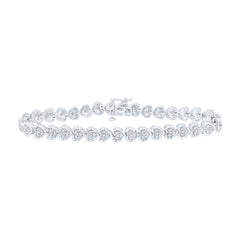Sterling Silver 1/8 CTW-Natural Diamond Gift Heart Bracelet (7 Inch )