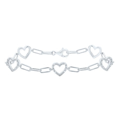 Sterling Silver 1/6 CTW-Natural Diamond Gift Heart Bracelet (7 Inch )