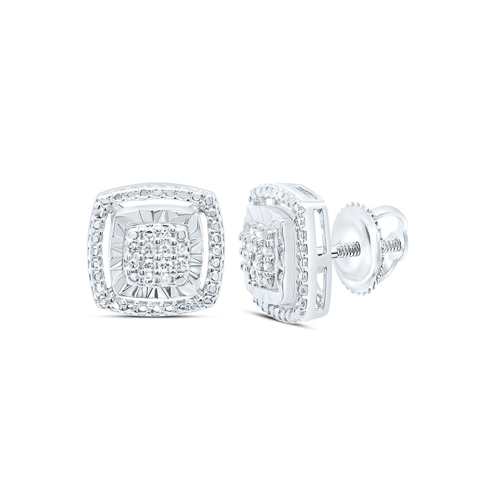 Sterling Silver 1/8 CTW-Natural Diamond Gift Cushion Earring
