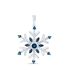 Sterling Silver 1/10 CTW-Natural Diamond Gift Blue Natural Diamondsnowflake Pendant