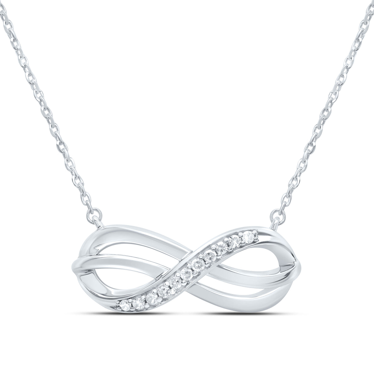 Sterling Silver 1/10 CTW-Natural Diamond Gift Infinity Necklace (18 Inch )