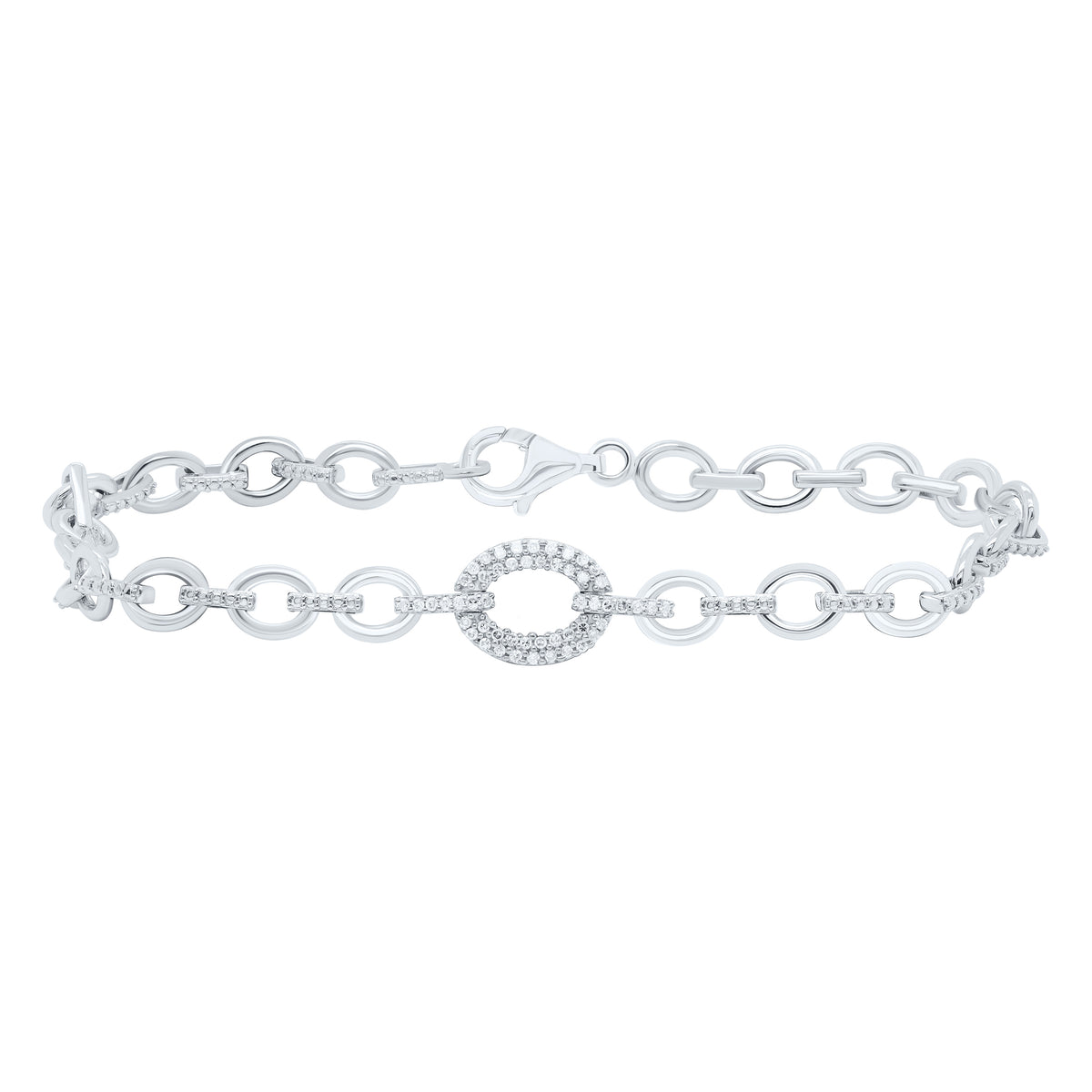 Sterling Silver 1/5 CTW-Natural Diamond Gift Bracelet (7 Inch )