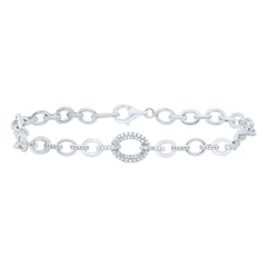 Sterling Silver 1/5 CTW-Natural Diamond Gift Bracelet (7 Inch )