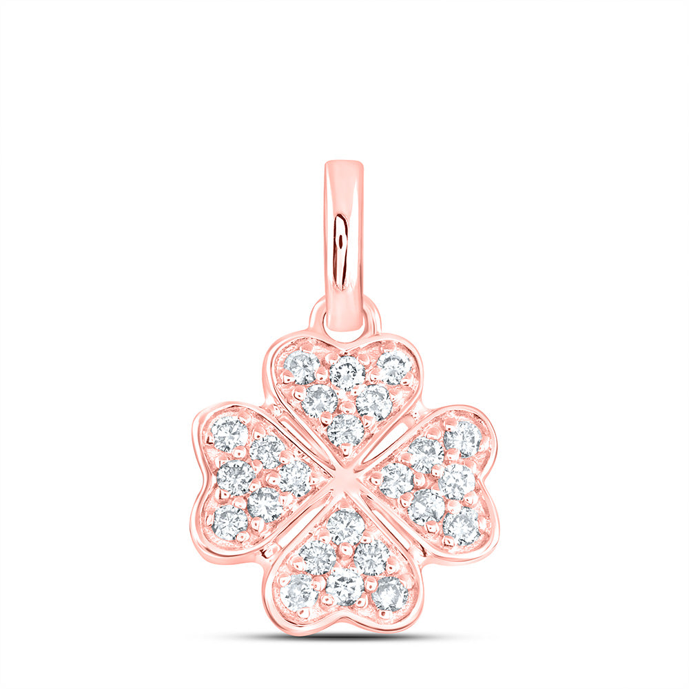 10k Gold 1/5 CTW-Natural Diamond Gift Clover Pendant