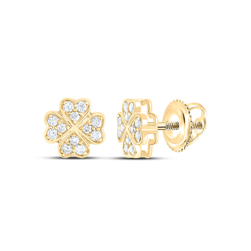 10k Gold 1/6 CTW-Natural Diamond Gift Clover Earring