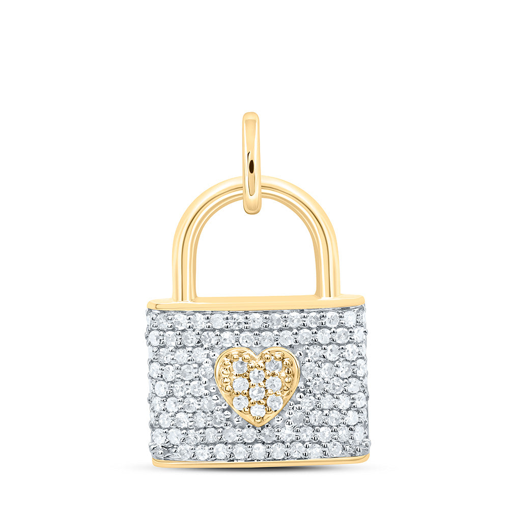 10k Gold 1/4 CTW-Natural Diamond Gift Heart Lock Pendant