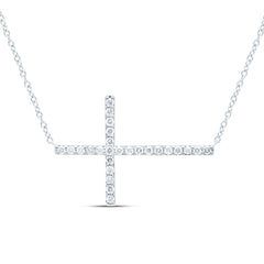 10k Gold 1/3 CTW-Natural Diamond Fashion Cross Necklace (18 Inch )