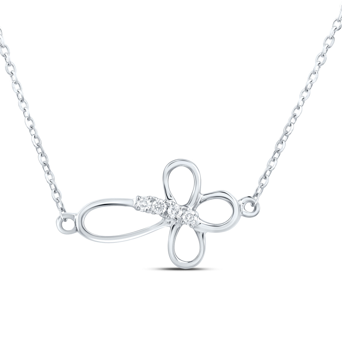 10k Gold 0.03 CTW-Natural Diamond Fashion Cross Necklace (18 Inch )