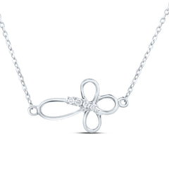 10k Gold 0.03 CTW-Natural Diamond Fashion Cross Necklace (18 Inch )