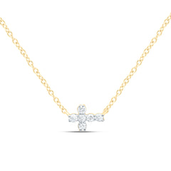 10k Gold 1/12 CTW-Natural Diamond Fashion Cross Necklace (18 Inch )