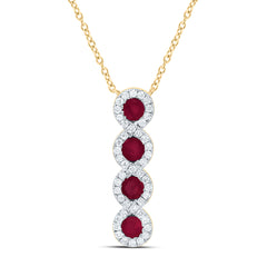14k Gold 1/6 CTW-Natural Diamond 3/8 CTW-Rd-Ru Natural Gemstone Necklace (18 Inch )