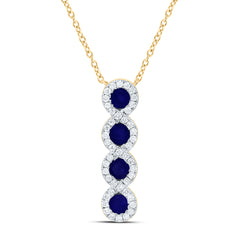14k Gold 1/6 CTW-Natural Diamond 1/3 CTW-Rd-Bs Natural Gemstone Necklace (18 Inch )