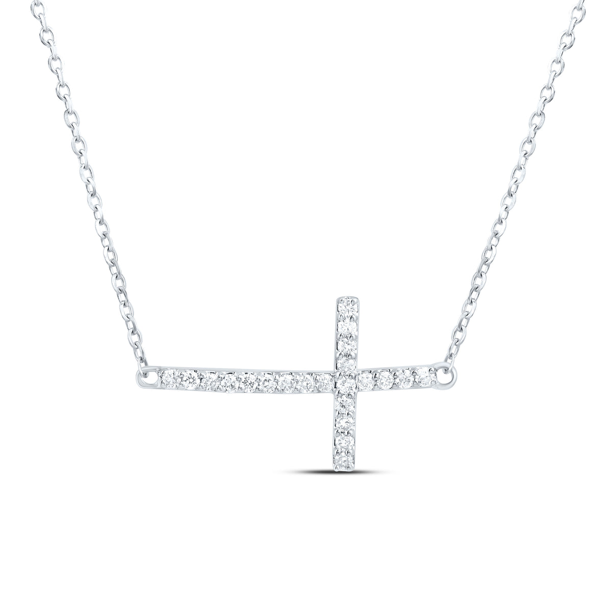 10k Gold 1/6 CTW-Natural Diamond Fashion Cross Necklace (18 Inch )