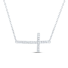 10k Gold 1/6 CTW-Natural Diamond Fashion Cross Necklace (18 Inch )