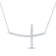 10k Gold 1/2 CTW-Natural Diamond Fashion Cross Necklace (18 Inch )