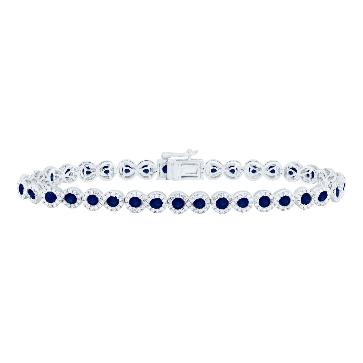 14k Gold 1 3/8 CTW-Natural Diamond 3 CTW-Rd-Bs Natural Gemstone Bracelet (7 Inch )