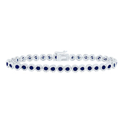 14k Gold 1 3/8 CTW-Natural Diamond 3 CTW-Rd-Bs Natural Gemstone Bracelet (7 Inch )
