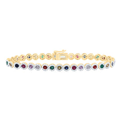 14k Gold 1 7/8 CTW-Natural Diamond 2 3/4 CTW-Rd-Natural Gemstone Multi Clear Sapphire Bracelet (7 Inch )