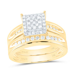14k Gold 5/8 CTW-Natural Diamond Square Trio Set