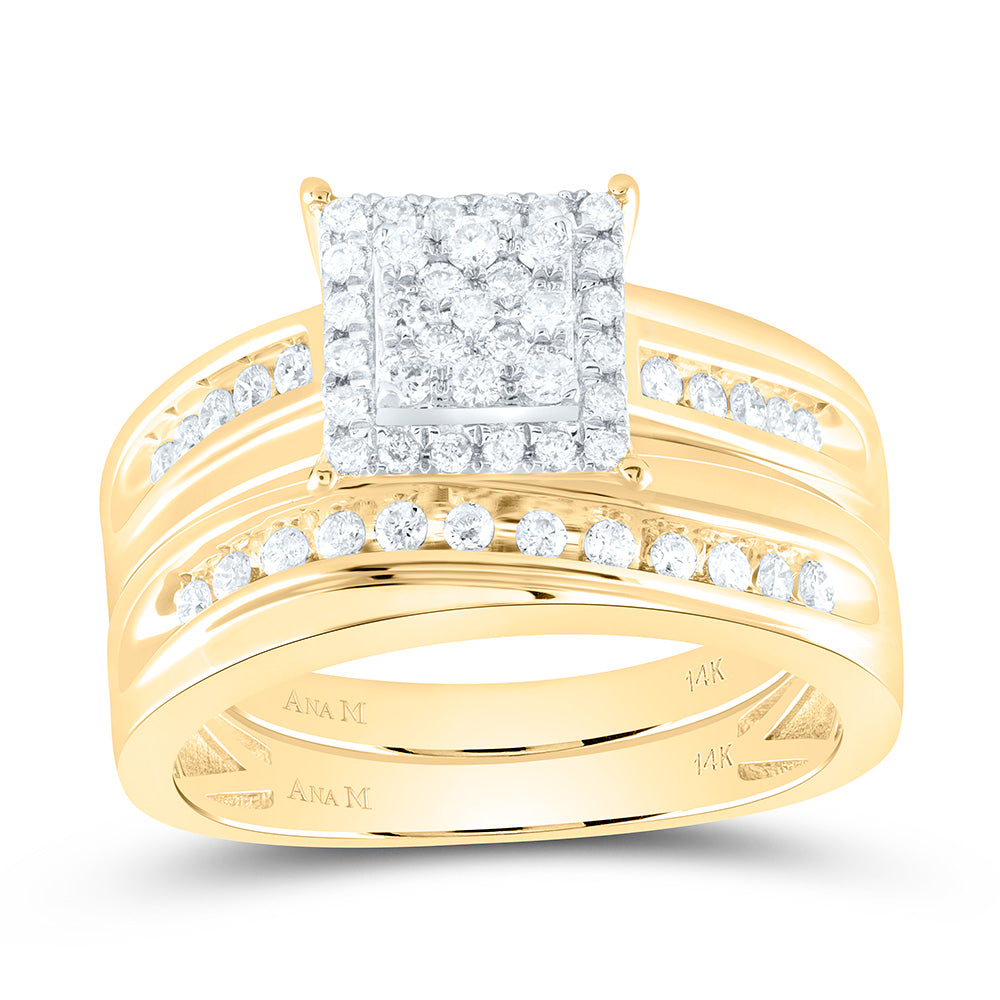 14k Gold 3/4 CTW-Natural Diamond Square Trio Set