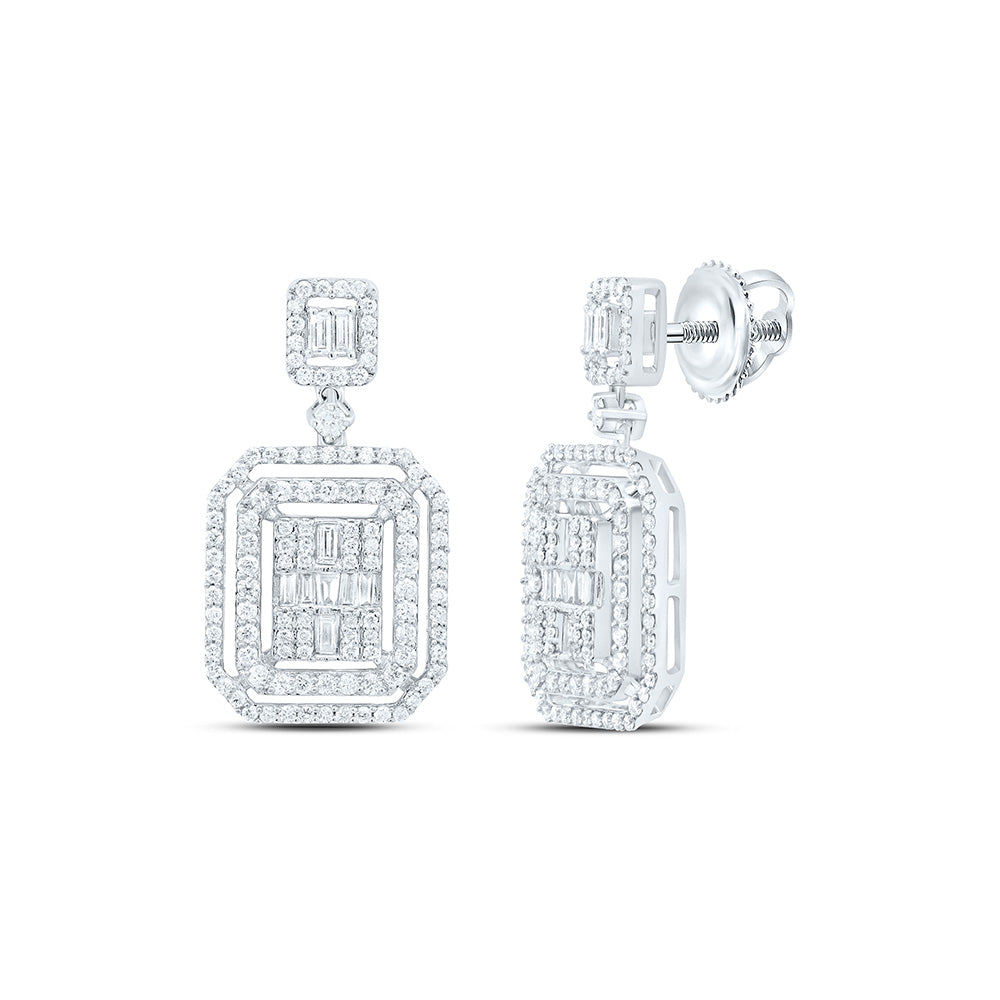 14k Gold 1 CTW-Natural Diamond Fashion Emerald Dangling Earring