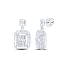 14k Gold 1 CTW-Natural Diamond Fashion Emerald Dangling Earring