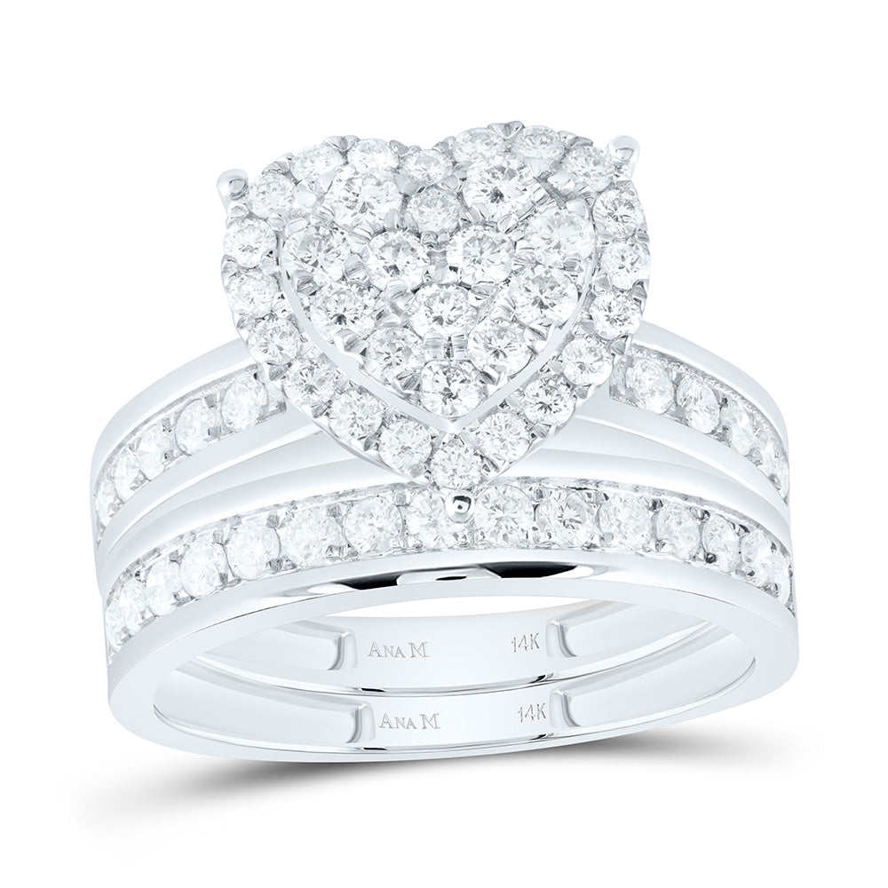 14k Gold 1 5/8 CTW-Natural Diamond Heart Trio Set