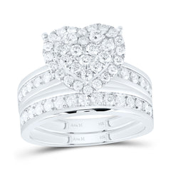 14k Gold 1 5/8 CTW-Natural Diamond Heart Trio Set