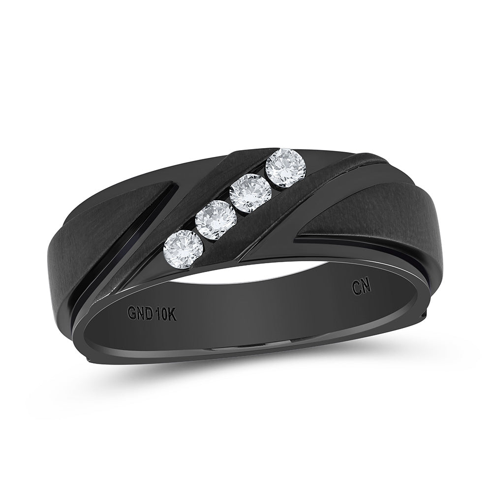 10k Gold 1/4 CTW-Natural Diamond Am Mens Machine Set Band