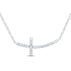 10k Gold 1/10 CTW-Natural Diamond Fashion Cross Necklace (18 Inch )