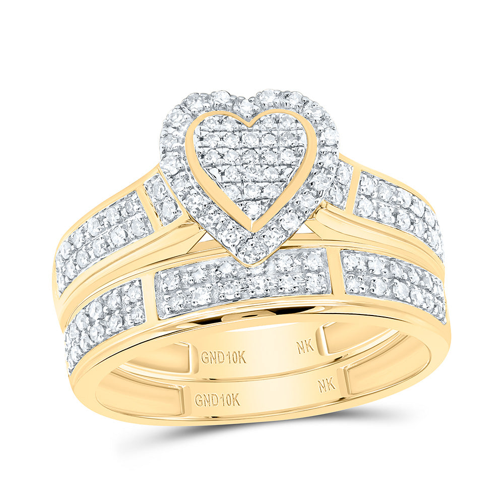 10k Gold 1/2 CTW-Natural Diamond Fashion Heart Trio Set