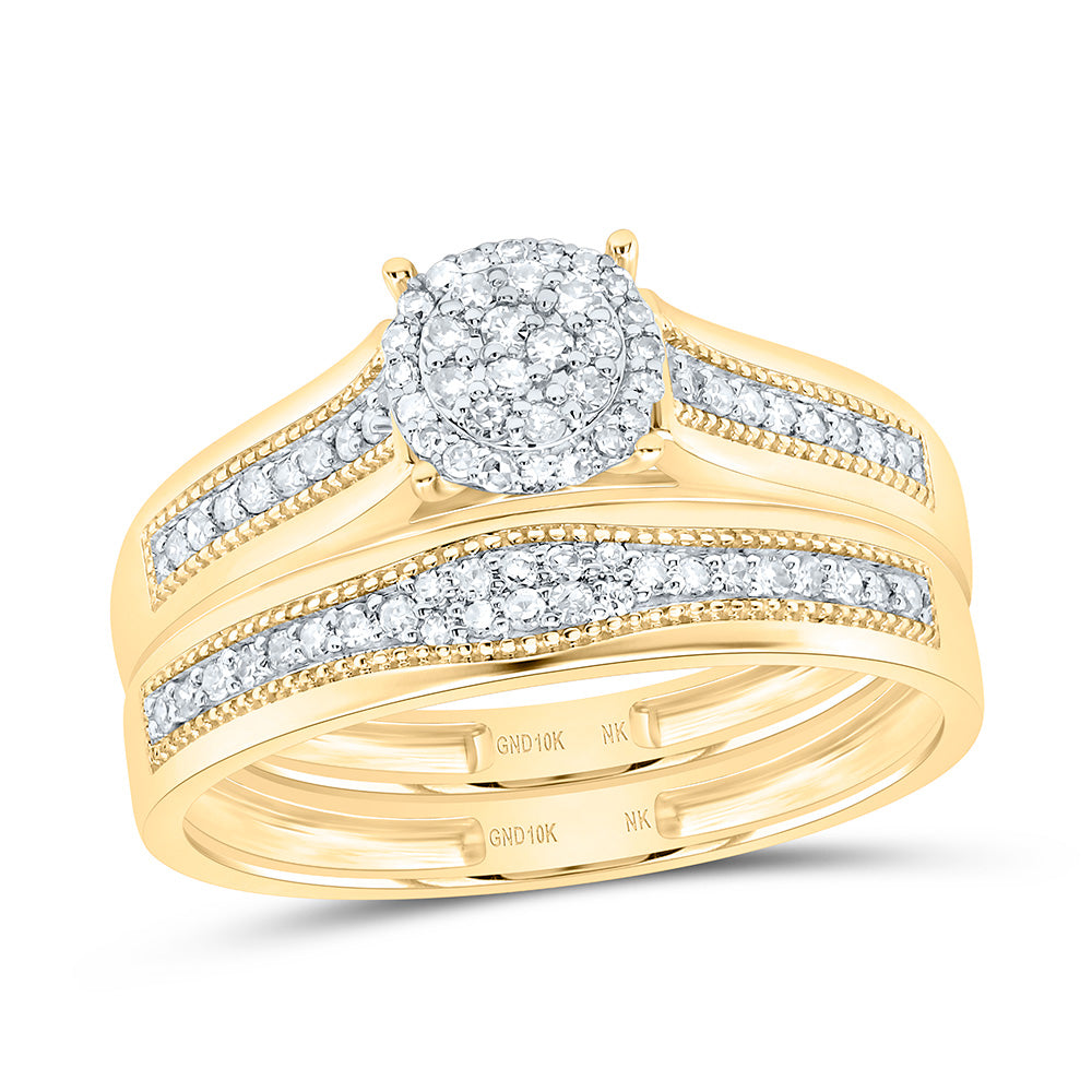 10k Gold 3/8 CTW-Natural Diamond Round Trio Set