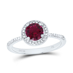 10k Gold 1/8 CTW-Natural Diamond 6MM Rd-Ruby Synthetic Ring