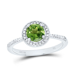 10k Gold 1/8 CTW-Natural Diamond 6MM Rd-Peridot Synthetic Ring