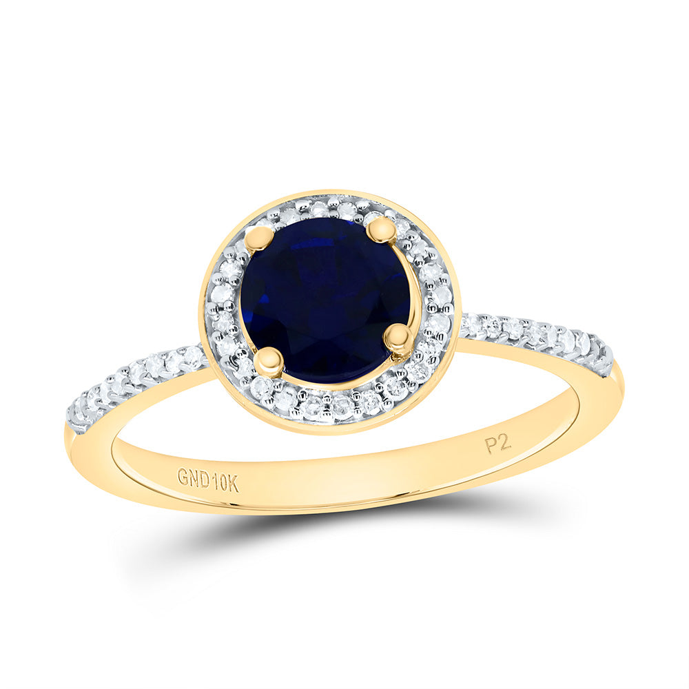 10k Gold 1/8 CTW-Natural Diamond 6MM Rd-Bs Synthetic Ring
