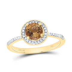 10k Gold 1/8 CTW-Natural Diamond 6MM Rd-Citrine Synthetic Ring