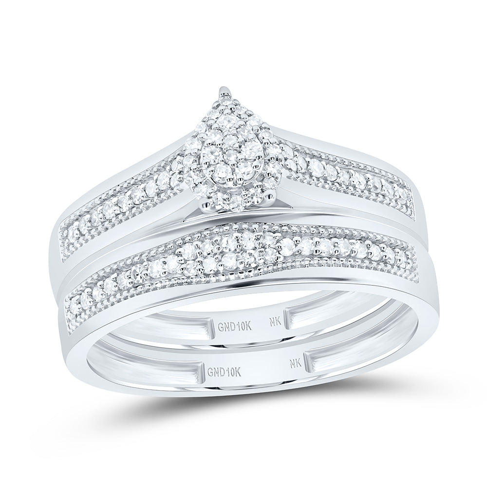 10k Gold 3/8 CTW-Natural Diamond Pear Trio Set