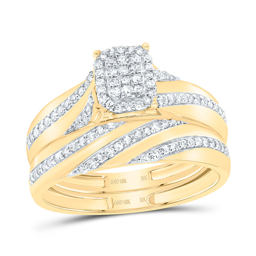 10k Gold 1/2 CTW-Natural Diamond Emerald Trio Set