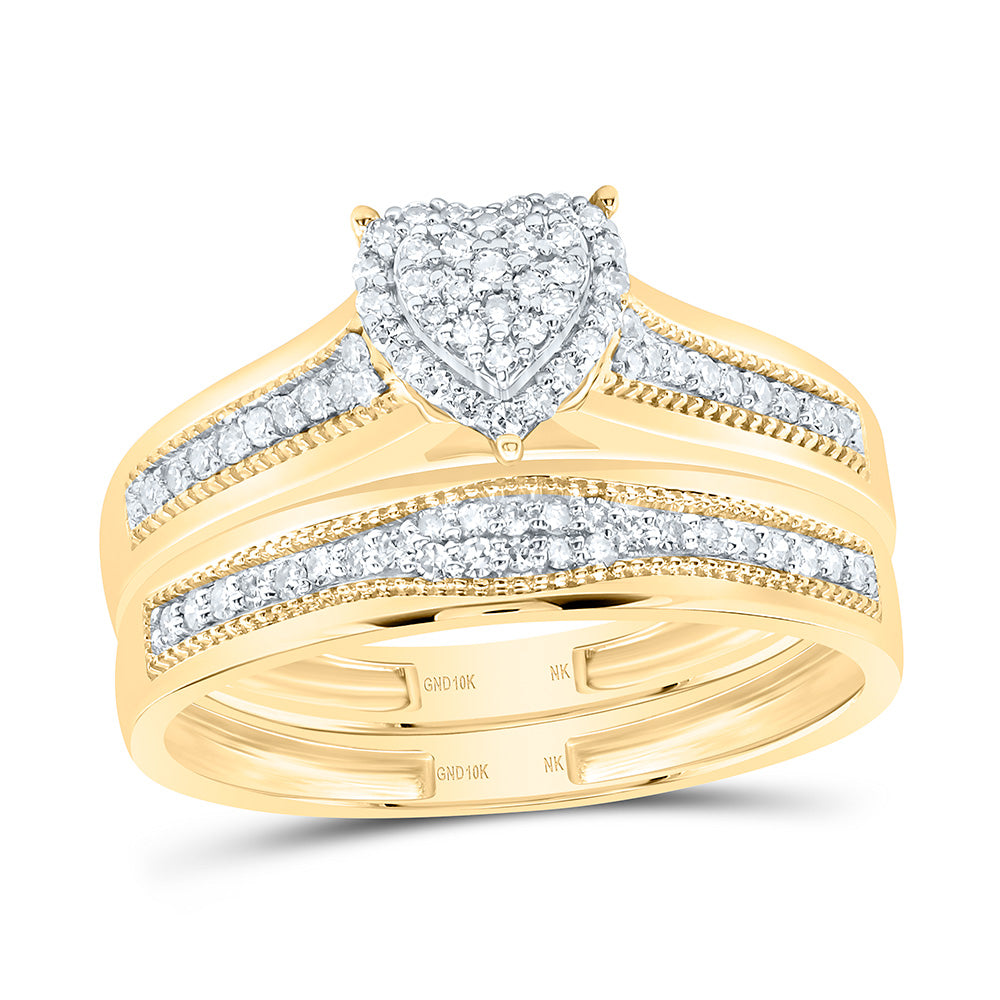 10k Gold 3/8 CTW-Natural Diamond Heart Trio Set