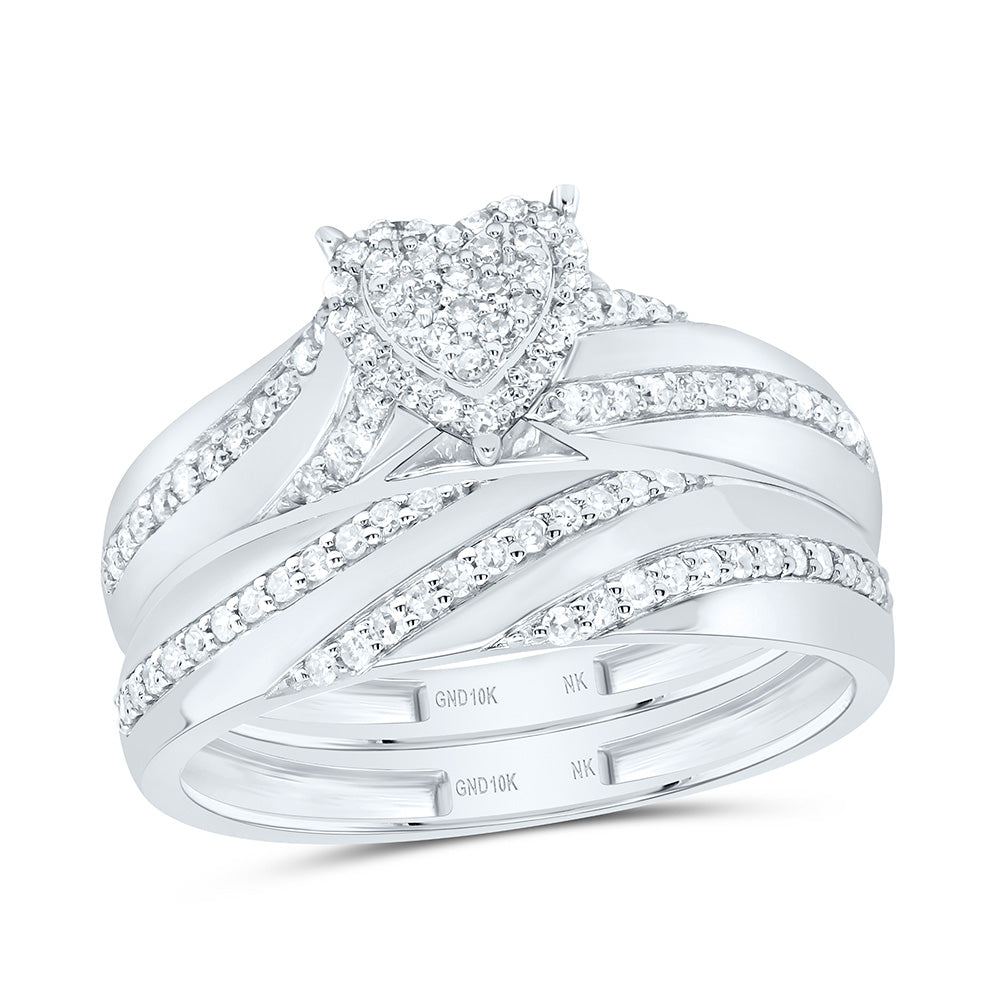 10k Gold 1/2 CTW-Natural Diamond Heart Trio Set