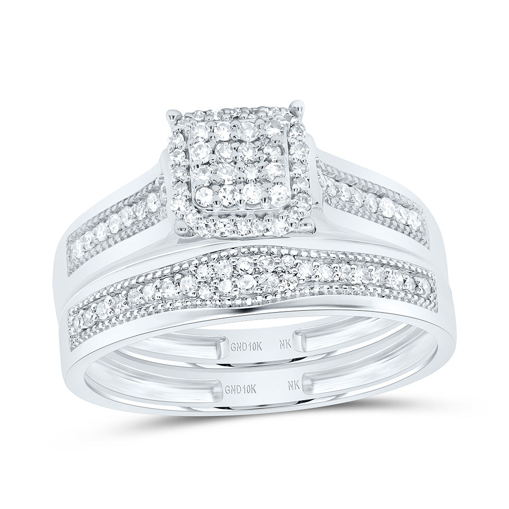 10k Gold 3/8 CTW-Natural Diamond Cushion Trio Set