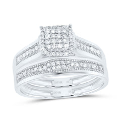 10k Gold 3/8 CTW-Natural Diamond Cushion Trio Set