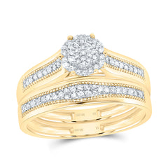 10k Gold 3/8 CTW-Natural Diamond Flower Trio Set