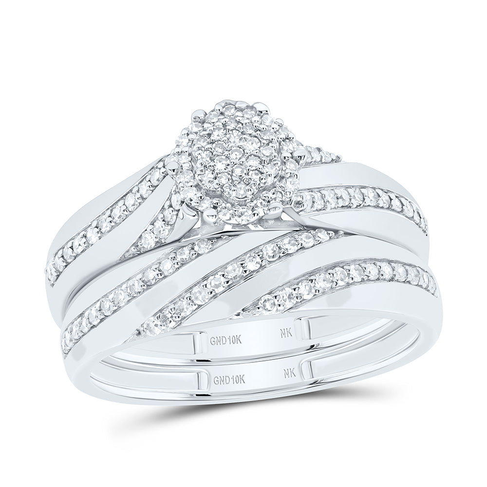 10k Gold 1/2 CTW-Natural Diamond Flower Trio Set