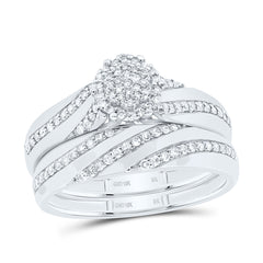 10k Gold 1/2 CTW-Natural Diamond Flower Trio Set