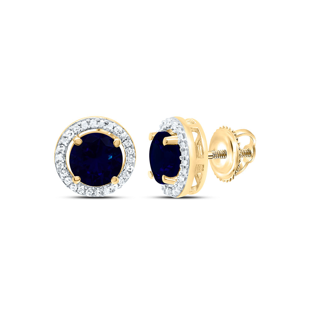 10k Gold 1/10 CTW-Natural Diamond 5MM Rd-Bs Synthetic Earring