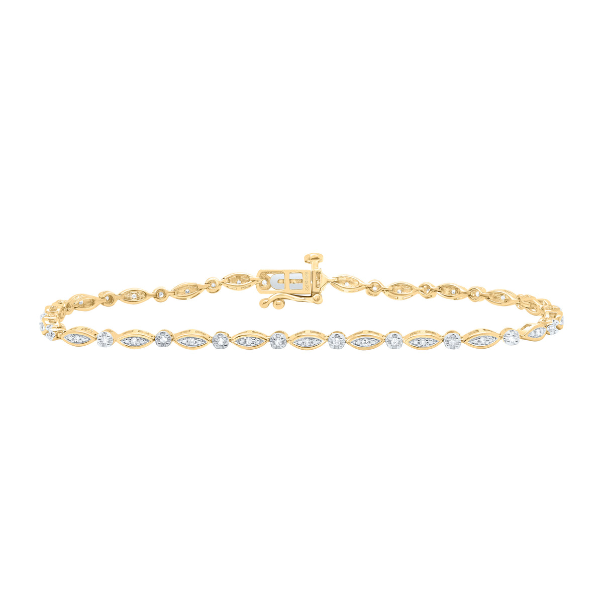 10k Gold 1/4 CTW-Natural Diamond Gift Ladies Bracelet (7 Inch )