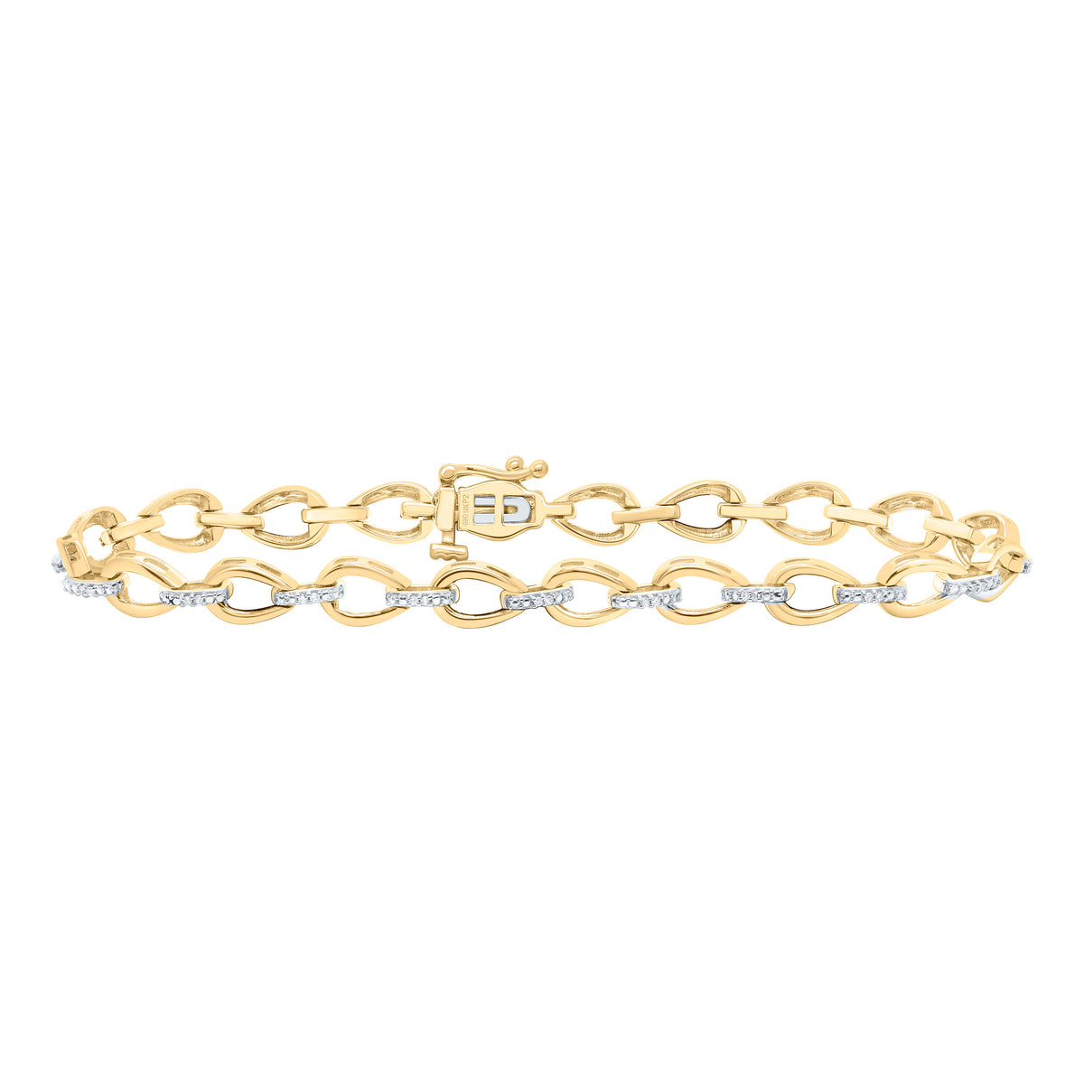 10k Gold 1/10 CTW-Natural Diamond Gift Ladies Bracelet (7 Inch )