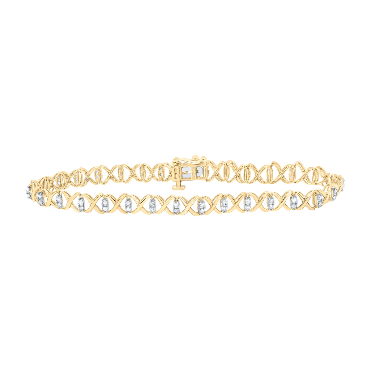 10k Gold 1/2 CTW-Natural Diamond Gift Ladies Bracelet (7 Inch )